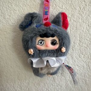 Gray and Red Plush Bag Charm